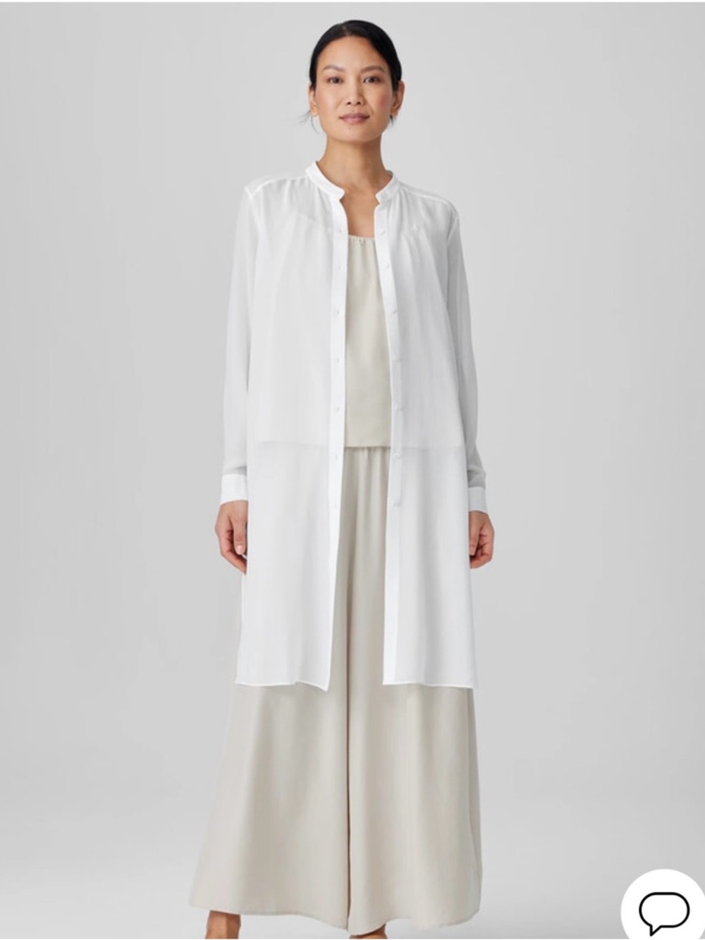 Eileen Fisher Cream Long Button-Down Shirt Jacket XL